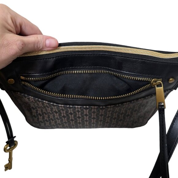 Fossil Farrah Black & Brown Crossbody Purse - Picture 9 of 16